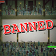 A screenshot of the game Domina has the word "Banned" stamped on it in bold red letters.